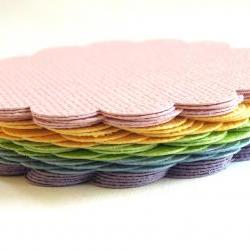 Pastel Rainbow Glitter Card Stock Scalloped Circles - Set of 25